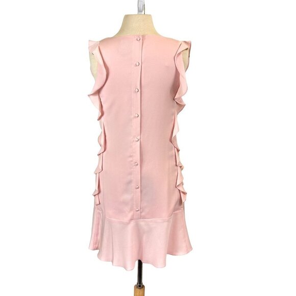 Cece Dress Womens Size 6 Pink Tunic Flare Side Ruffle  V-Neck Soft Barbie Core - Picture 3 of 5